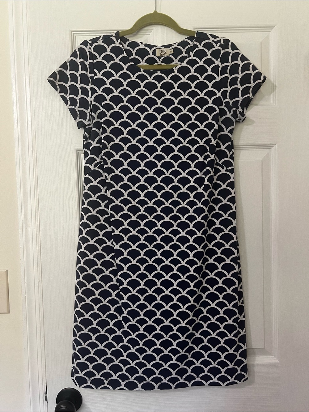 Katherine Way Navy and White Scallop Shift Dress